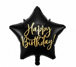 Fooliumist õhupall "Happy Birthday", must (40 cm)