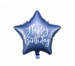 Fooliumist õhupall "Happy Birthday", sinine holograafiline (40 cm)