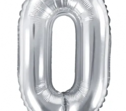Fooliumist õhupall - number "0", hõbedane (35 cm)