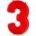 Fooliumist õhupall - number "3", punane (102 cm)