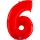 Fooliumist õhupall - number "6", punane (102 cm)