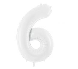 Fooliumist õhupall - number "6", valge (86 cm)