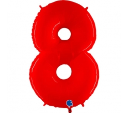  Fooliumist õhupall - number "8", punane (102 cm)