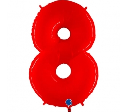  Fooliumist õhupall - number "8", punane (102 cm)