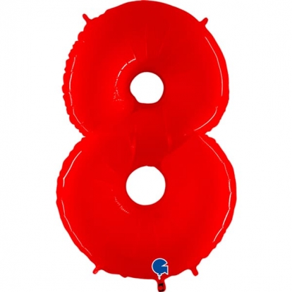  Fooliumist õhupall - number "8", punane (102 cm)