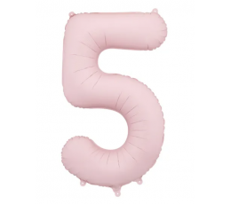 Fooliumõhupall „5“, pastellroosa (85 cm)