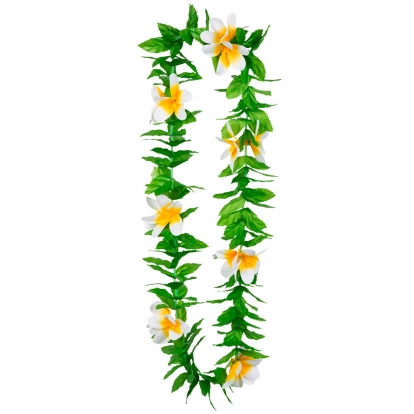 Hawaii kaelakee, roheline valgete lilledega