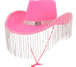 Kauboi kaabu, roosa hõbedaste tuttidega