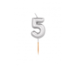 Küünal "5", hõbedane (8 cm)