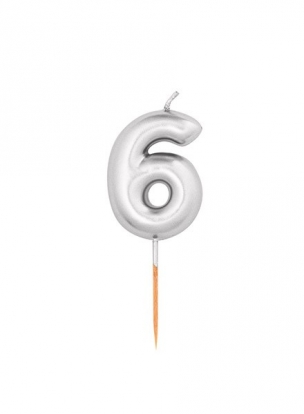  Küünal "6", hõbedane (8 cm)
