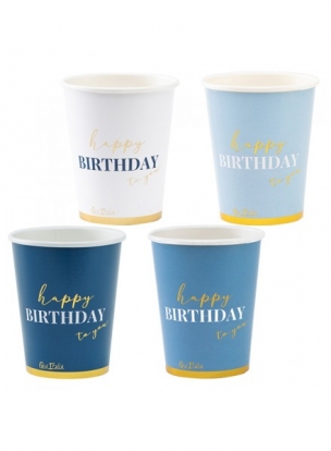 Topsid "Happy Birthday", sinised toonid (8 tk./250 ml)