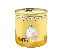 Üllatuskook purgis "Happy Birthday Gold", küünlaga (8,5 cm/140 g)