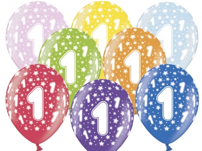 Baloni "1", krāsaini, perlamutra (6 gab. / 30 cm)