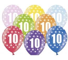Baloni "10", krāsaini (6 gab. / 30 cm)