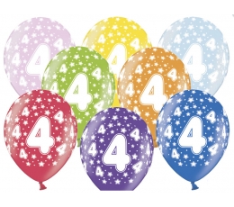 Baloni "4", krāsaini (6 gab. / 30 cm)