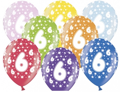 Baloni "6", krāsaini (6 gab./30 cm)