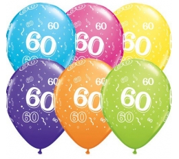 Baloni "60", krāsaini (6 gab. / 28 cm)