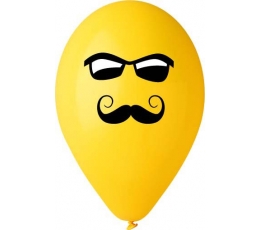 Baloni "Smaidiņš ar ūsām un brillēm" (50 gab./28 cm)