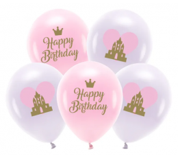 Balonu komplekts "Daudz laimes dzimšanas dienā princese" (5 gab./30 cm)