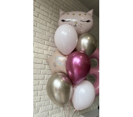 Balonu kompozīcija "Rozā kaķis"