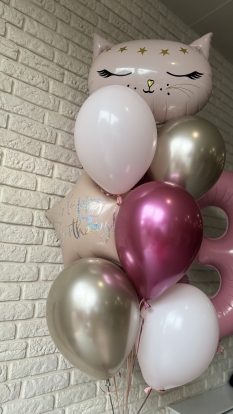 Balonu kompozīcija "Rozā kaķis"