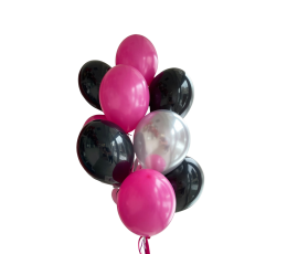 Balonu pušķis "Melni rozā"