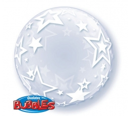 Caurspīdīgs (bubble) balons "Zvaigznes" (60 cm)
