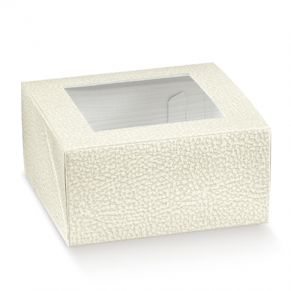 Dāvanu kastīte ar lodziņu, balta (160x160x60 mm)