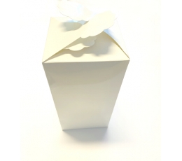 Dāvanu kastīte "Ziediņš", balta  (9x9x18 cm)