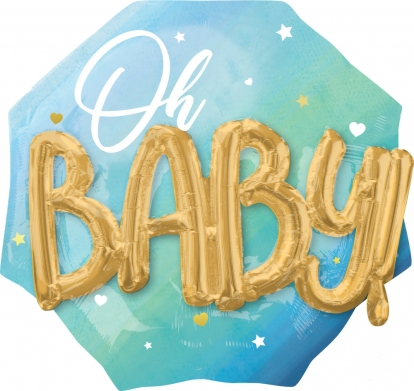 Folija balons 3D "Oh baby", zils (70 cm)