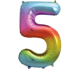 Folija balons "5" varavīksnes krāsās (86 cm)