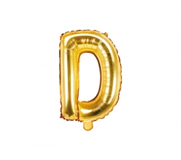 Folija balons -burts "D", zelta (35 cm)