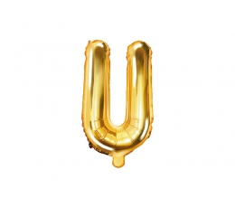 Folija balons -burts "U", zelta (35 cm)