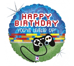 Folija balons "Datorspēle - Daudz laimes dzimšanas dienā" (46 cm)