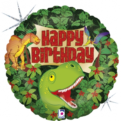 Folija balons "Dzimšanas diena ar dinozauriem" (46 cm)