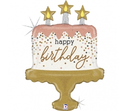 Folija balons "Dzimšanas dienas torte", hologrāfisks (84 cm)