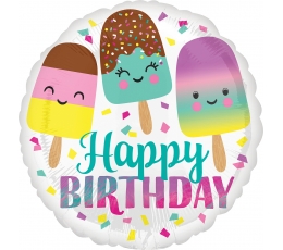 Folija balons "Happy Birthday Ice Cream" (43 cm)