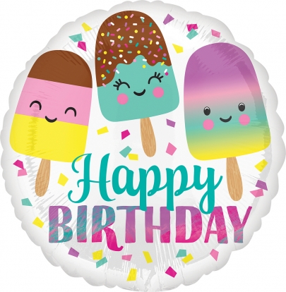 Folija balons "Happy Birthday Ice Cream" (43 cm)