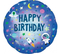 Folija balons "Happy Birthday Space" (45 cm)