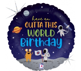 Folija balons "Kosmosa dzimšanas diena" (46 cm)