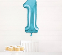 Folija balons - numurs "1", zils (85 cm) 1