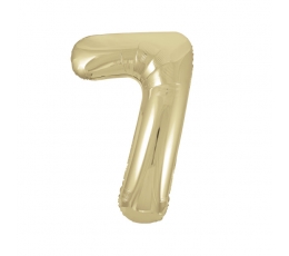 Folija balons - numurs "7", šampanieša krāsā (86 cm)