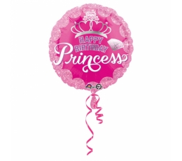 Folija balons "Princeses kronis - Happy Birthday" (43 cm)