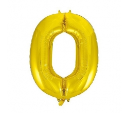 Folija balons, skaitlis "0",zelta krāsā (85 cm)