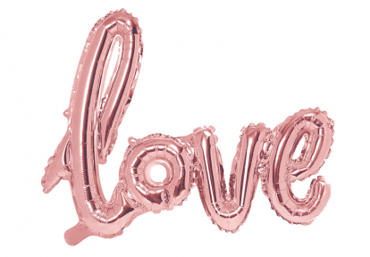 Folija balons - uzraksts "love", rozā - zelta (73 x 59 cm)