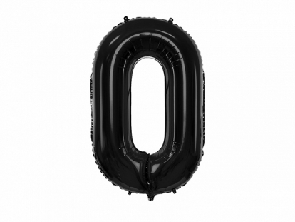 Folija balons "0", melns (86 cm)