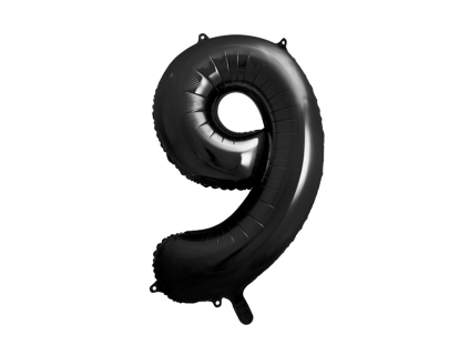 Folijas balons "9", melns (86cm)