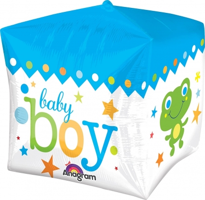 Folija balons-kubs "Baby boy", zils (38 cm)