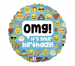 Folijas balons "OMG Emoji birthday" (46 cm)