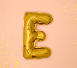 Folija balons-burts "E", zelts (35 cm) 1